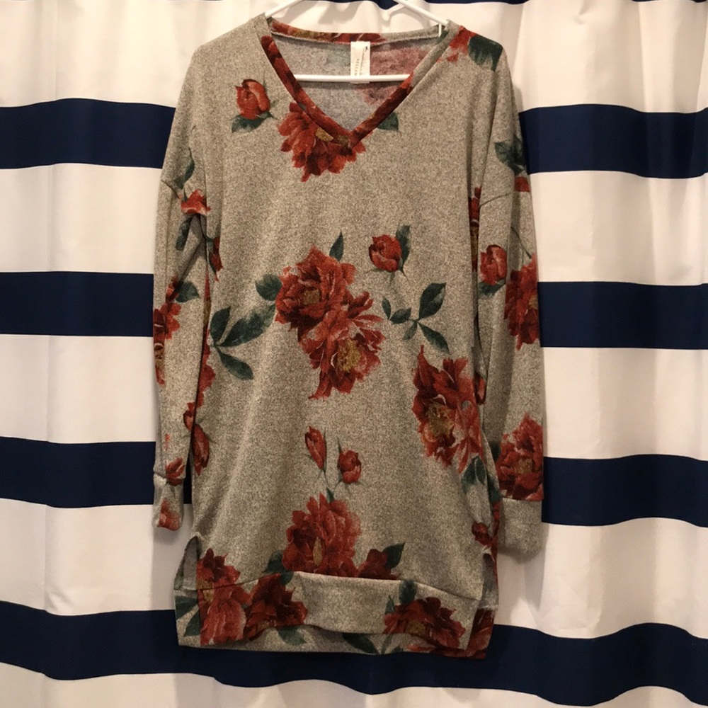 Bellamie Floral Long-Sleeve Sweater Dress